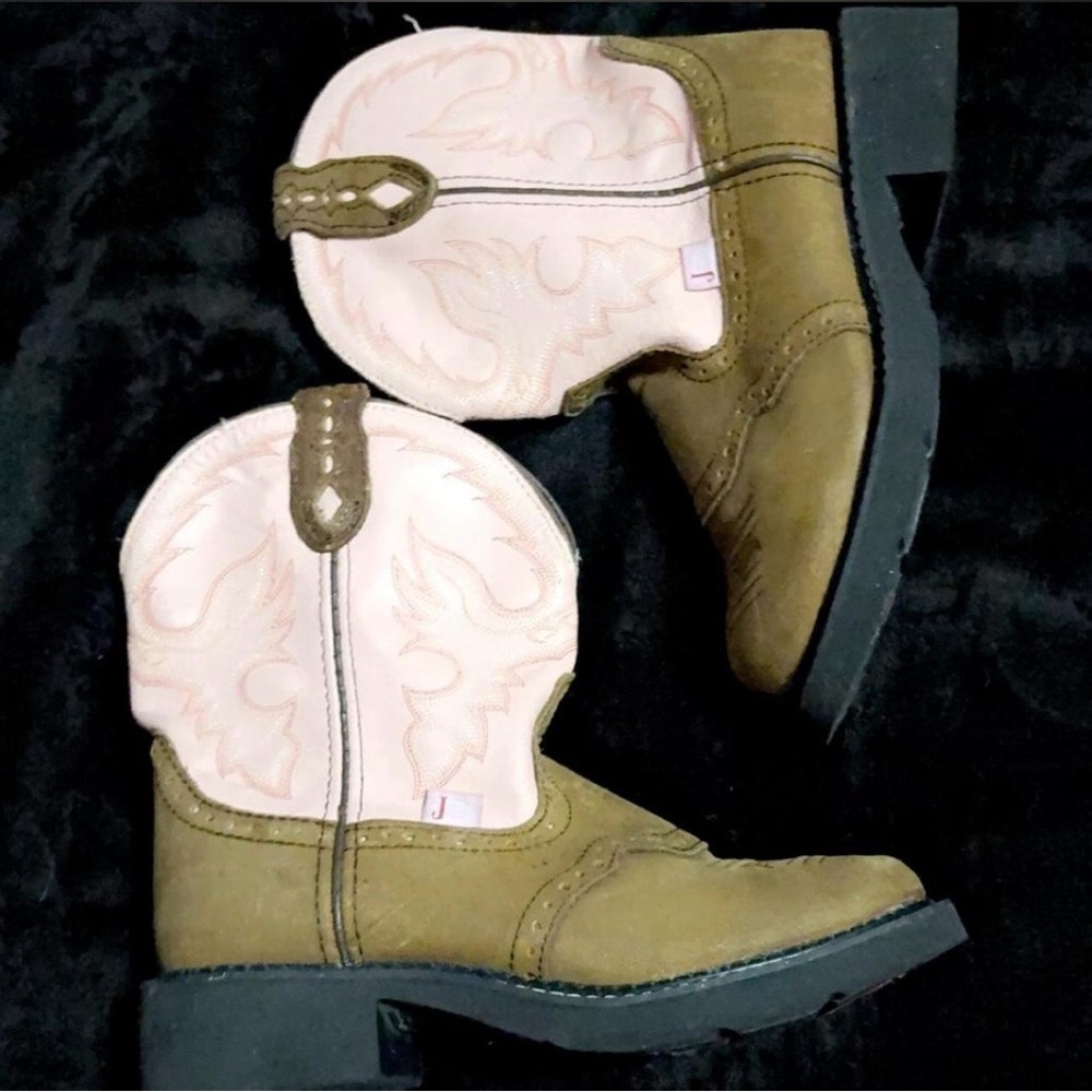 Justin Boots Brown and Pink Ankle Booties